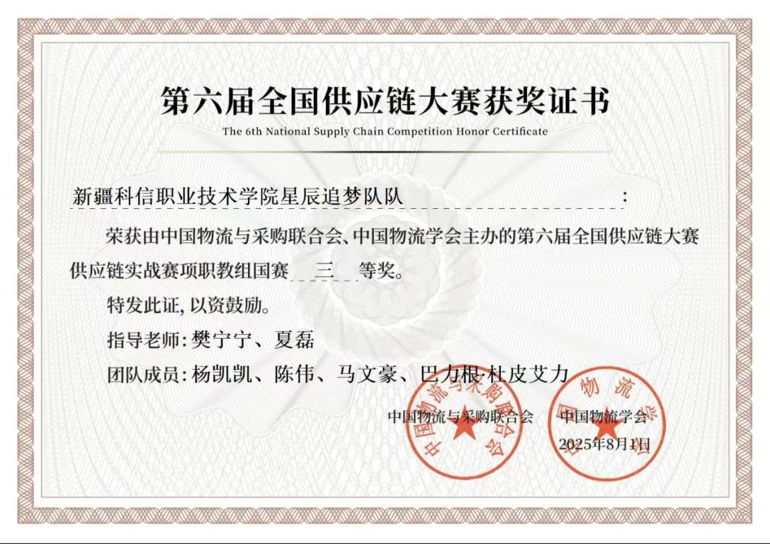 喜报！我院学子荣获第六届天下供应链大赛总决赛三等奖